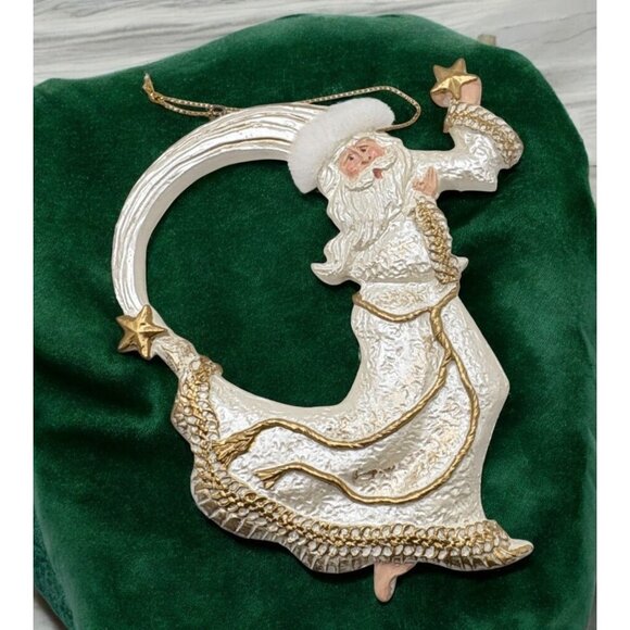 Old World Santa Claus Christmas Tree Ornament Holding Star Wizard Style - Picture 1 of 6